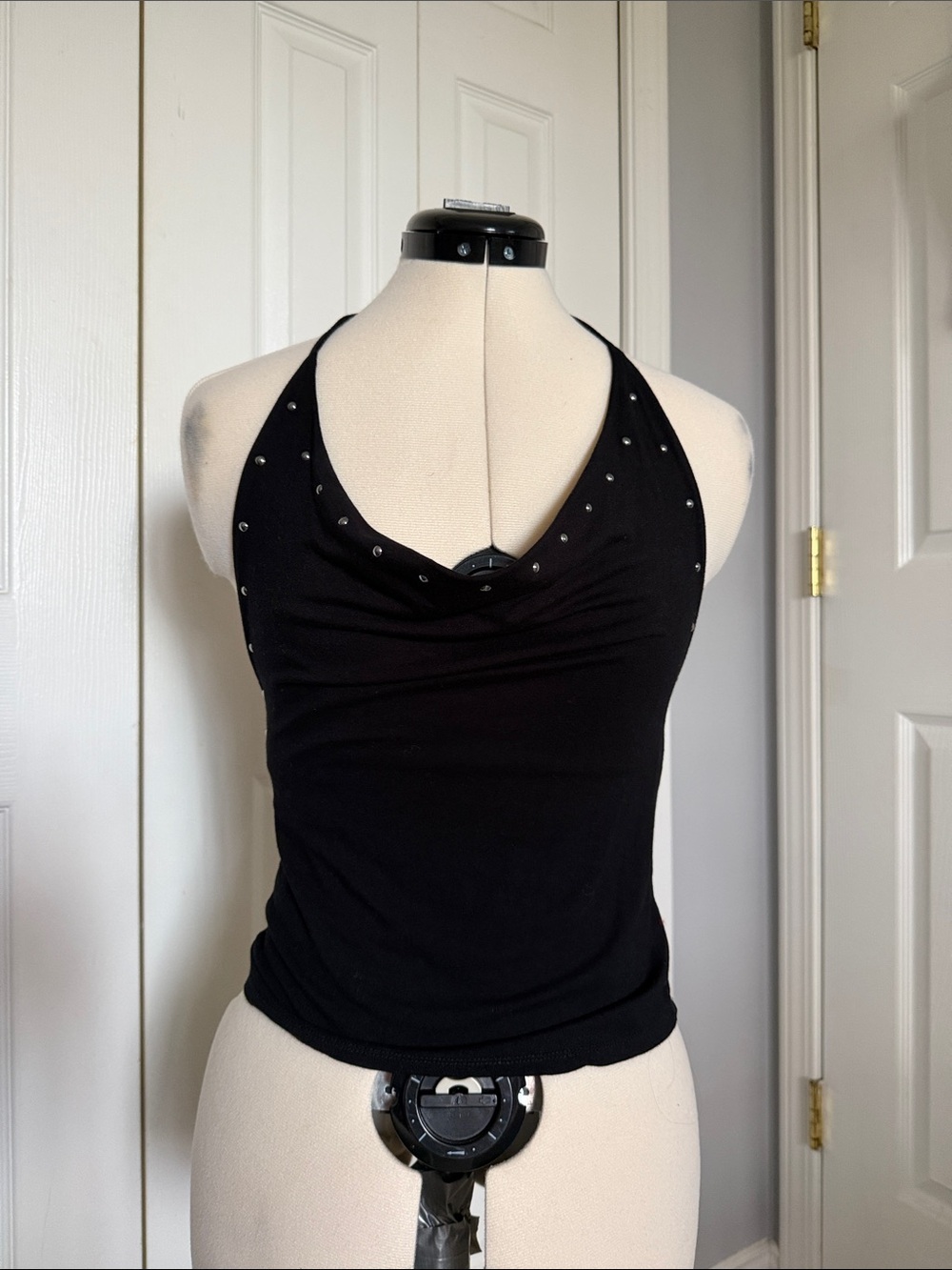 Urban Heritage Black Halter Camisole with Stud Accents
